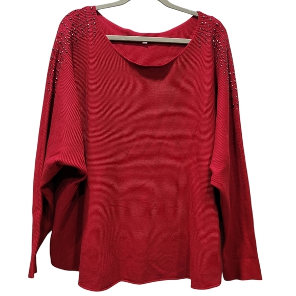 2X Ribbed Rhinestone Studded Bling Sweater Wool Blend, EUC - Picture 1 of 5